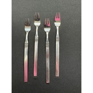 Vintage Northland Cocktail Stainless Steel Forks 6" Japan Lot of 4 Silverware
